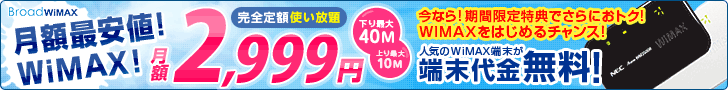 BroadWiMAX 完全定額月額2,990円