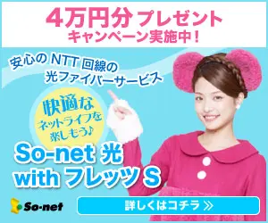 4万円分プレゼントキャンペーン So-net 光hikari with フレッツS
