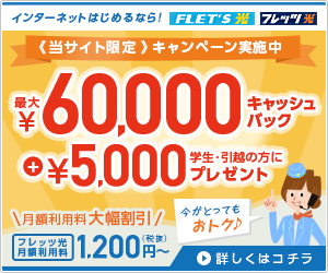 最大¥60,000キャッシュバック FLET'S光