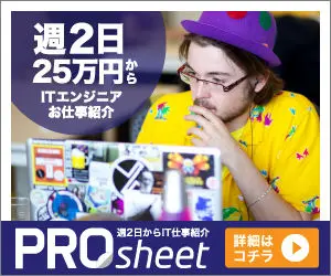 PRO sheet 週2日25万円から ITエンジニアお仕事紹介