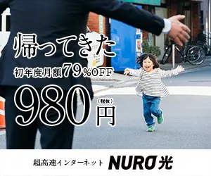 帰ってきた初年度月額79％OFF 980円 NURO光