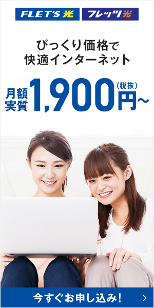 月額実質1,900円～ FLET'S光