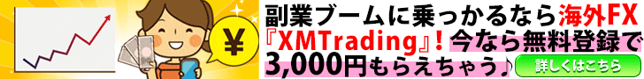 副業ブームに乗っかるなら海外FX『XMTrading』! 今なら無料登録で3,000円もらえちゃう♪